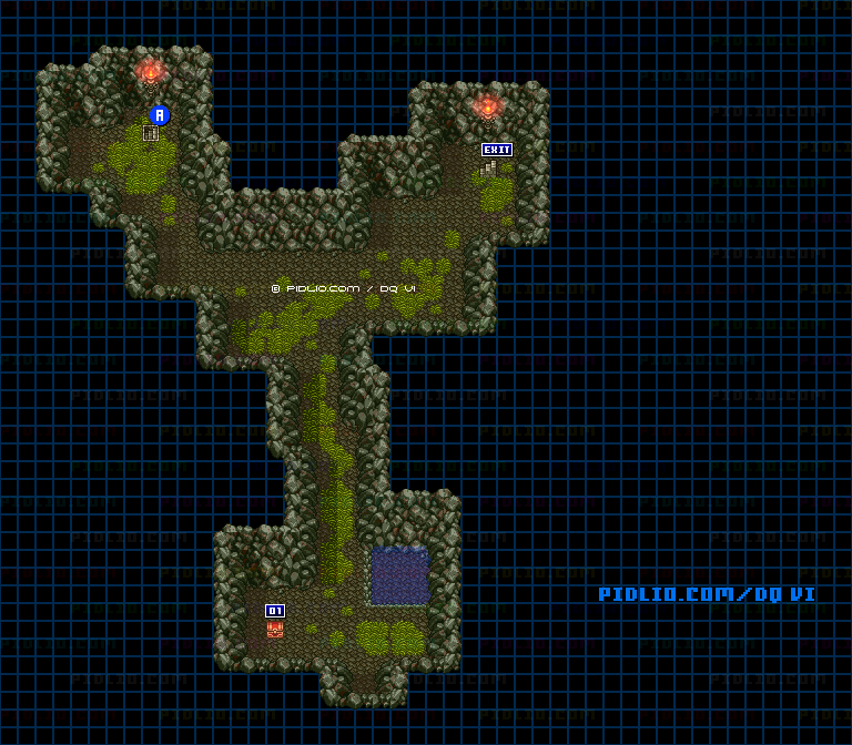 【現実の世界】夢見の洞窟・地下1階のマップ画像 ／ SFC版ドラゴンクエスト6攻略 ─ pidlio.com