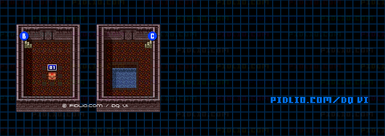 【現実の世界】月鏡の塔・地下1階のマップ画像 ／ SFC版ドラゴンクエスト6攻略 ─ pidlio.com