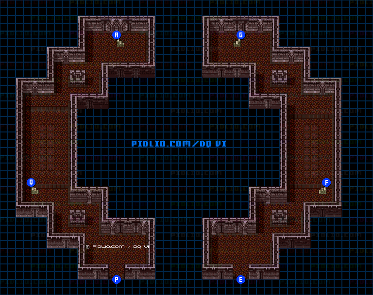 【現実の世界】月鏡の塔・2階のマップ画像 ／ SFC版ドラゴンクエスト6攻略 ─ pidlio.com