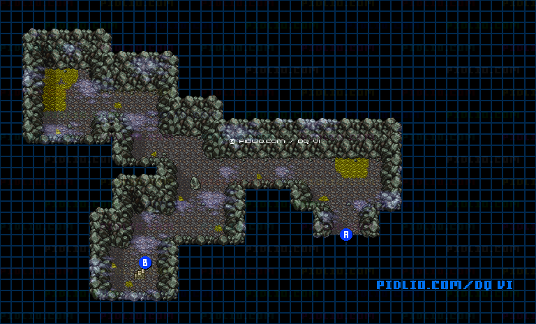 【現実の世界】モンストル北の山・2階のマップ画像 ／ SFC版ドラゴンクエスト6攻略 ─ pidlio.com