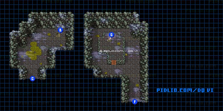 【現実の世界】モンストル北の山・3階のマップ画像 ／ SFC版ドラゴンクエスト6攻略 ─ pidlio.com