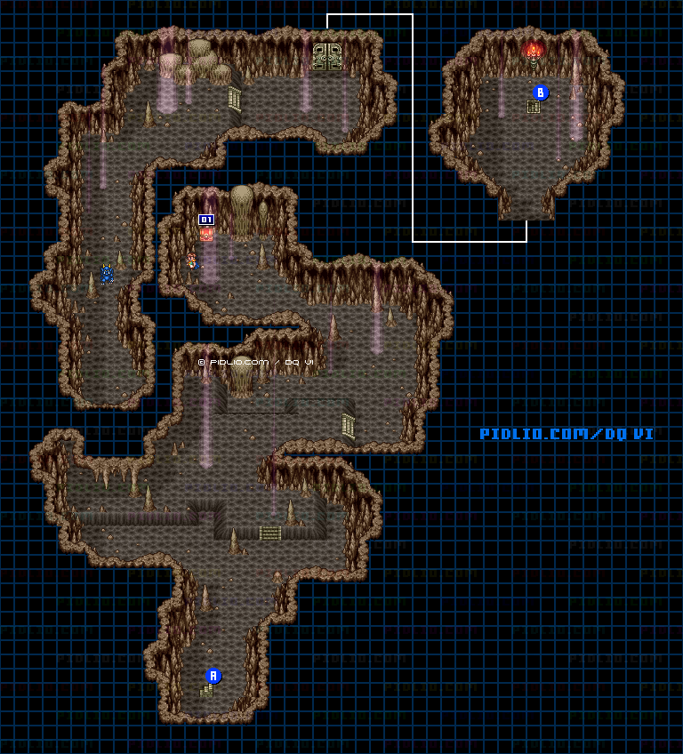 【現実の世界】洗礼のほこら・地下2階のマップ画像 ／ SFC版ドラゴンクエスト6攻略 ─ pidlio.com