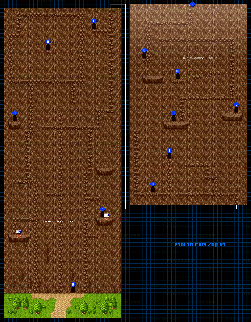 【現実の世界】運命の壁・絶壁のマップ画像 ／ SFC版ドラゴンクエスト6攻略 ─ pidlio.com