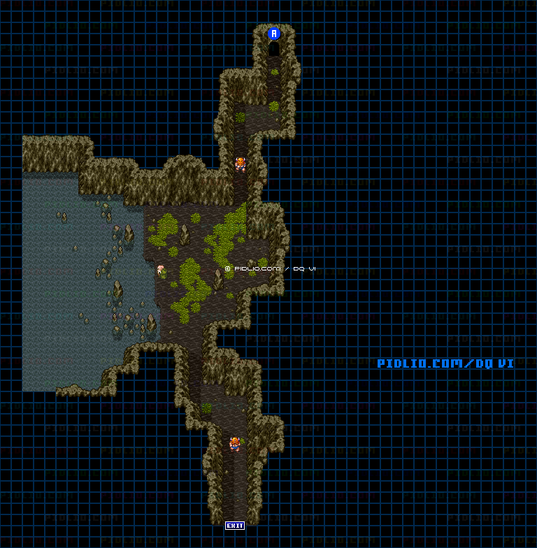 【現実の世界】人魚の洞窟・エリア1のマップ画像 ／ SFC版ドラゴンクエスト6攻略 ─ pidlio.com