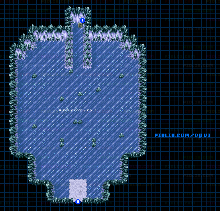 【現実の世界】氷の洞窟・地下1階内部のマップ画像 ／ SFC版ドラゴンクエスト6攻略 ─ pidlio.com