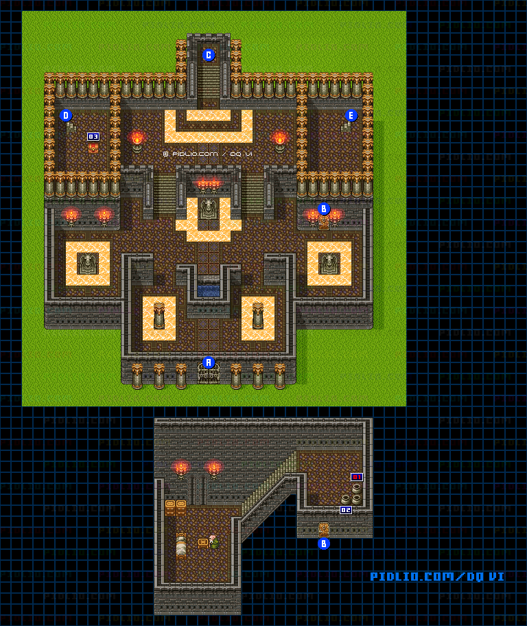 【現実の世界】天馬の塔・1階のマップ画像 ／ SFC版ドラゴンクエスト6攻略 ─ pidlio.com