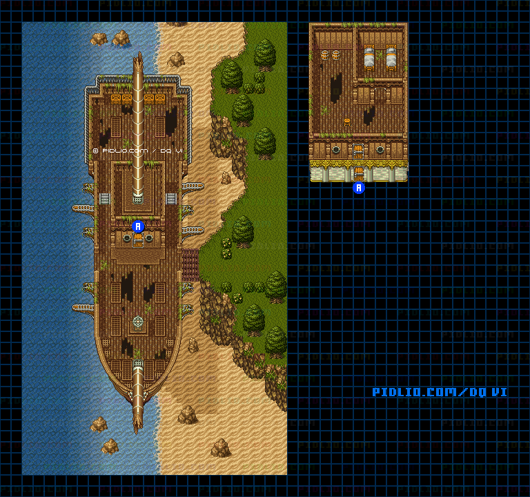 【現実の世界】古い船のマップ画像 ／ SFC版ドラゴンクエスト6攻略 ─ pidlio.com