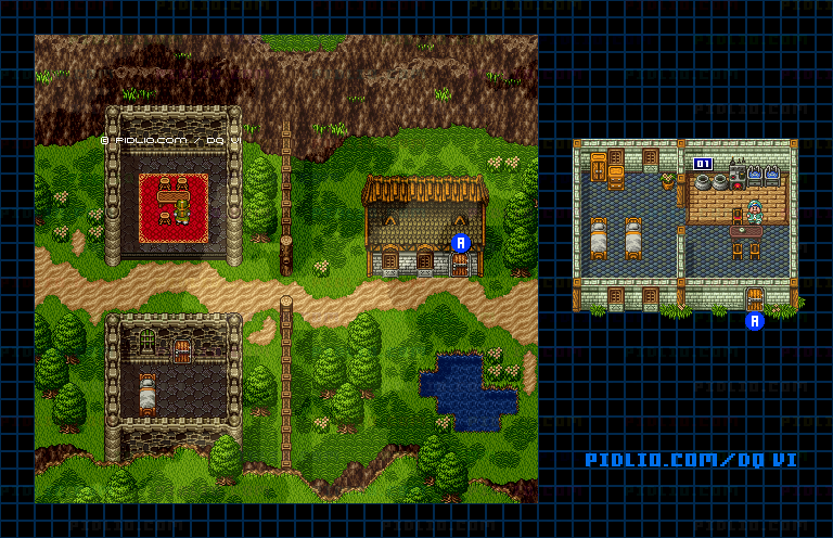 【現実の世界】ホルコッタ北の関所のマップ画像 ／ SFC版ドラゴンクエスト6攻略 ─ pidlio.com