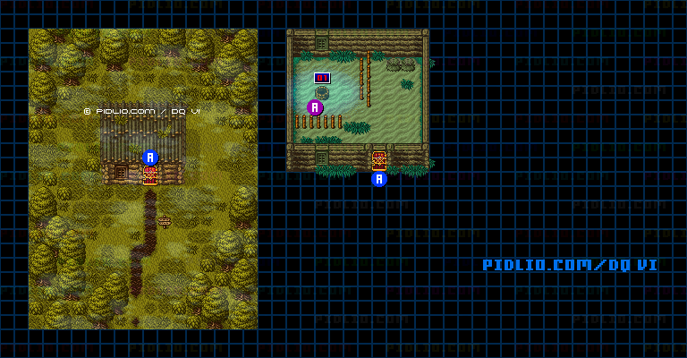 【現実の世界】ホルストック南西の小屋のマップ画像 ／ SFC版ドラゴンクエスト6攻略 ─ pidlio.com