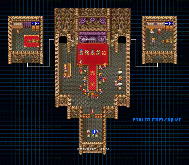 【現実の世界】ポルテの館・地下1階のマップ画像 ／ SFC版ドラゴンクエスト6攻略 ─ pidlio.com