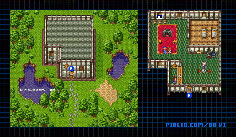 【現実の世界】マウントスノーふもとの宿のマップ画像 ／ SFC版ドラゴンクエスト6攻略 ─ pidlio.com