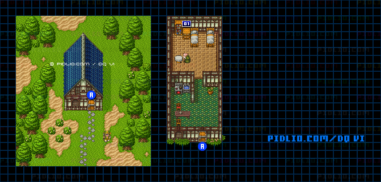 【現実の世界】ふもとの家のマップ画像 ／ SFC版ドラゴンクエスト6攻略 ─ pidlio.com