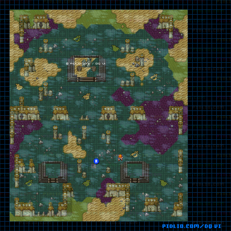 【現実の世界】ダーマ神殿・1階のマップ画像 ／ SFC版ドラゴンクエスト6攻略 ─ pidlio.com