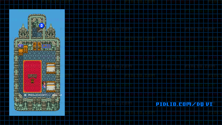 【現実の世界】フォーン城・城内3階のマップ画像 ／ SFC版ドラゴンクエスト6攻略 ─ pidlio.com