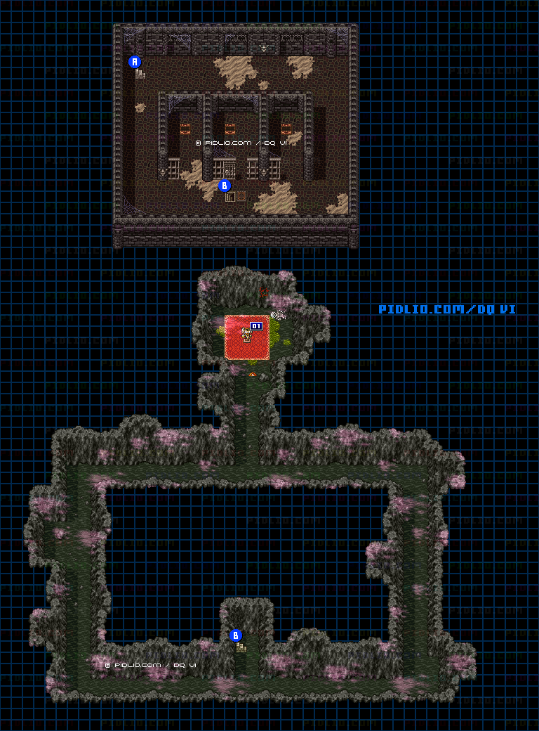 【現実の世界】グレイス城・城内隠し部屋のマップ画像 ／ SFC版ドラゴンクエスト6攻略 ─ pidlio.com