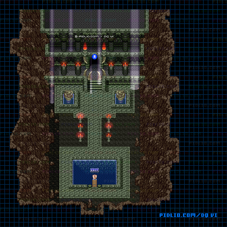 【海底世界】海底神殿・神殿入口のマップ画像 ／ SFC版ドラゴンクエスト6攻略 ─ pidlio.com