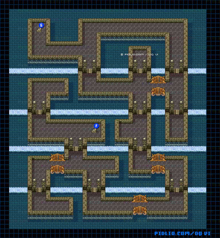 【海底世界】海底神殿・地下2階のマップ画像 ／ SFC版ドラゴンクエスト6攻略 ─ pidlio.com