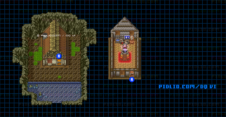 【海底世界】老婆の家のマップ画像 ／ SFC版ドラゴンクエスト6攻略 ─ pidlio.com