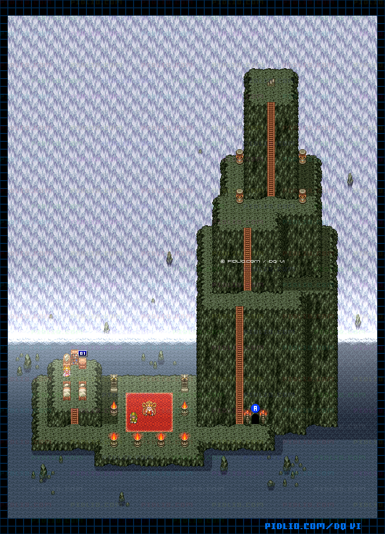 【海底世界】ポセイドン城・城内のマップ画像 ／ SFC版ドラゴンクエスト6攻略 ─ pidlio.com