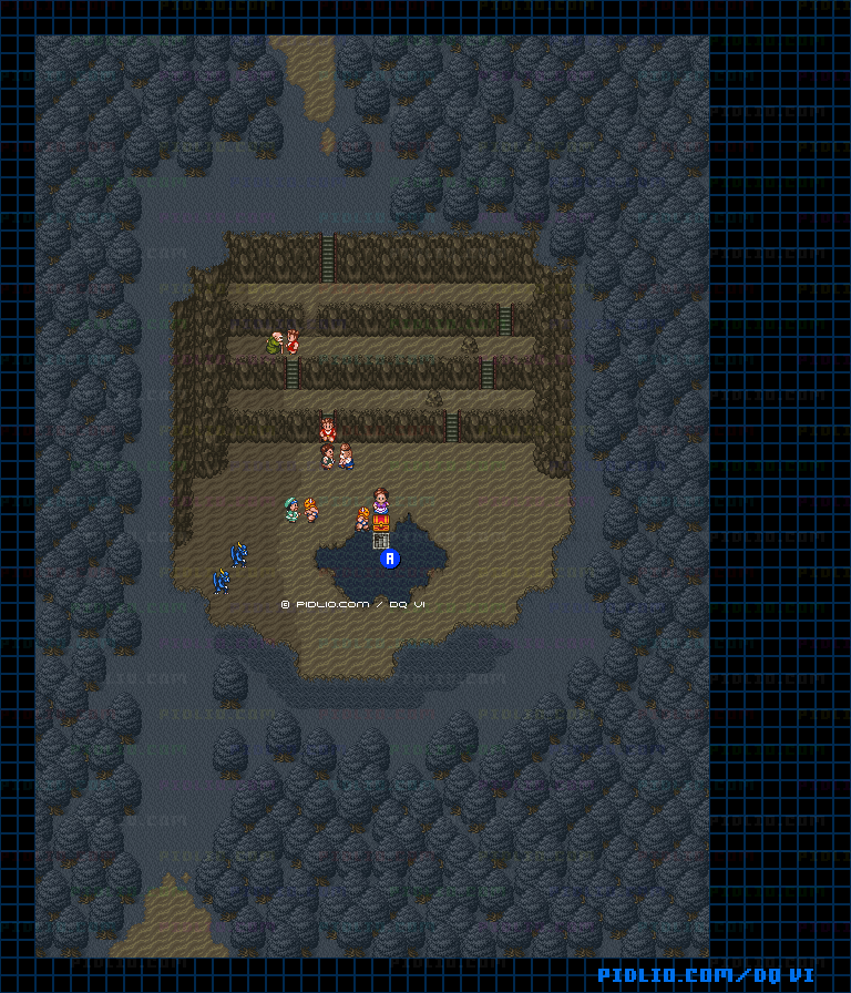 【はざまの世界】森の湖・干上がり後のマップ画像 ／ SFC版ドラゴンクエスト6攻略 ─ pidlio.com