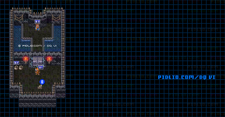【はざまの世界】牢獄の町・地下5階のマップ画像 ／ SFC版ドラゴンクエスト6攻略 ─ pidlio.com