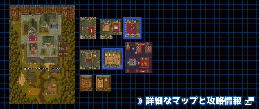 【はざまの世界】欲望の町の簡易マップ画像 ／ SFC版ドラゴンクエスト6攻略 ─ pidlio.com