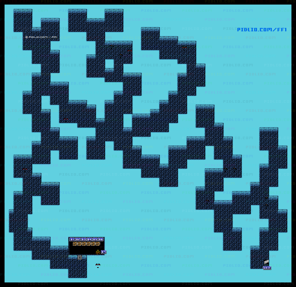 滝の裏の洞窟のマップ画像 ／ FF1攻略