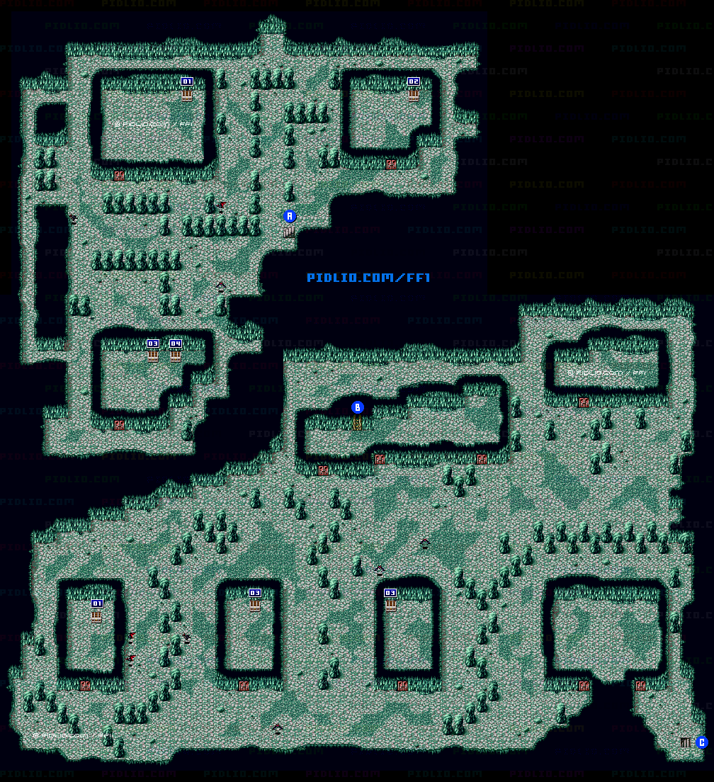 沼の洞窟（リメイク版）B2のマップ画像 ／ FF1攻略