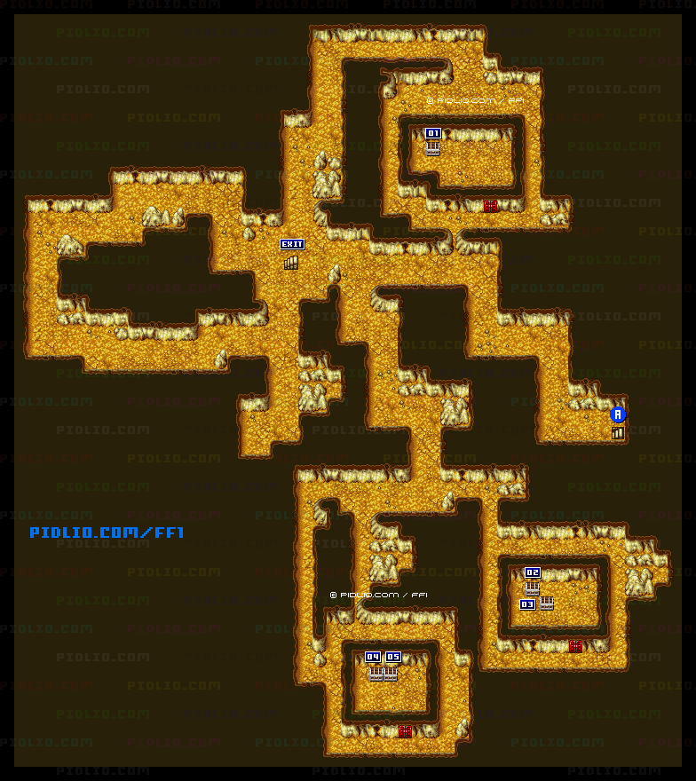 アースの洞窟（リメイク版）B1のマップ画像 ／ FF1攻略