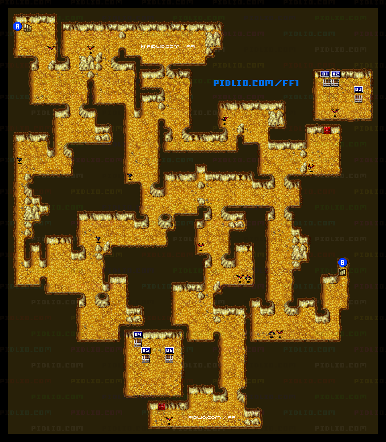 アースの洞窟（リメイク版）B2のマップ画像 ／ FF1攻略