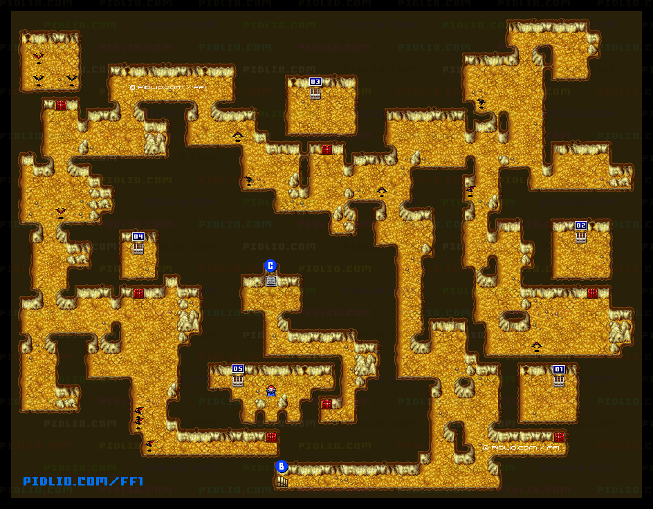 アースの洞窟（リメイク版）B3のマップ画像 ／ FF1攻略