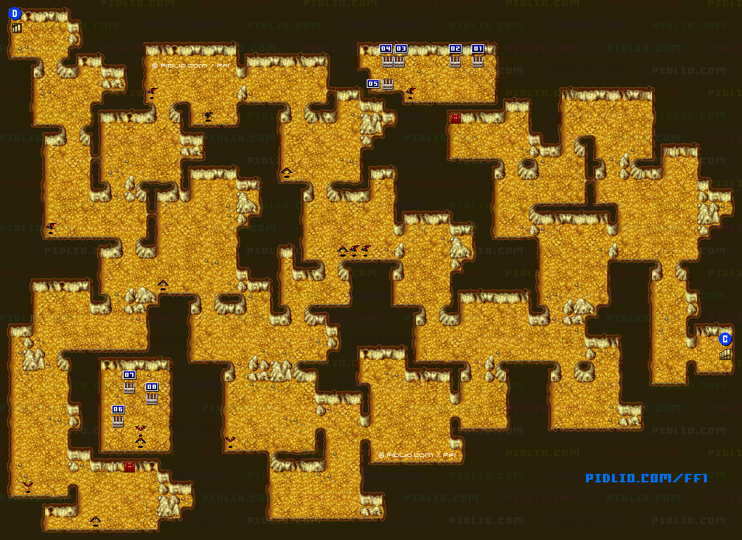 アースの洞窟（リメイク版）B4のマップ画像 ／ FF1攻略