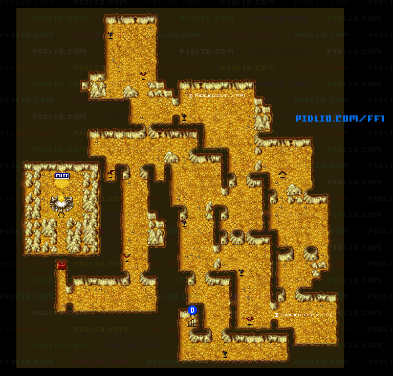アースの洞窟（リメイク版）B5のマップ画像 ／ FF1攻略