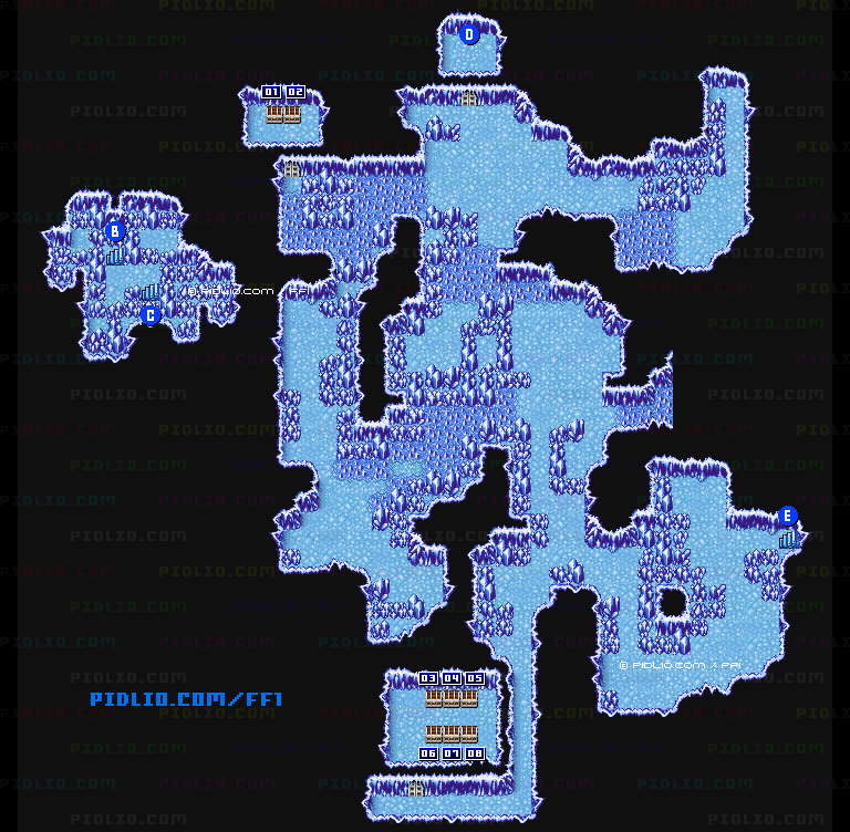 氷の洞窟（リメイク版）B3のマップ画像 ／ FF1攻略