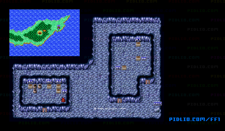 ドラゴンの洞窟（リメイク版）5のマップ画像 ／ FF1攻略