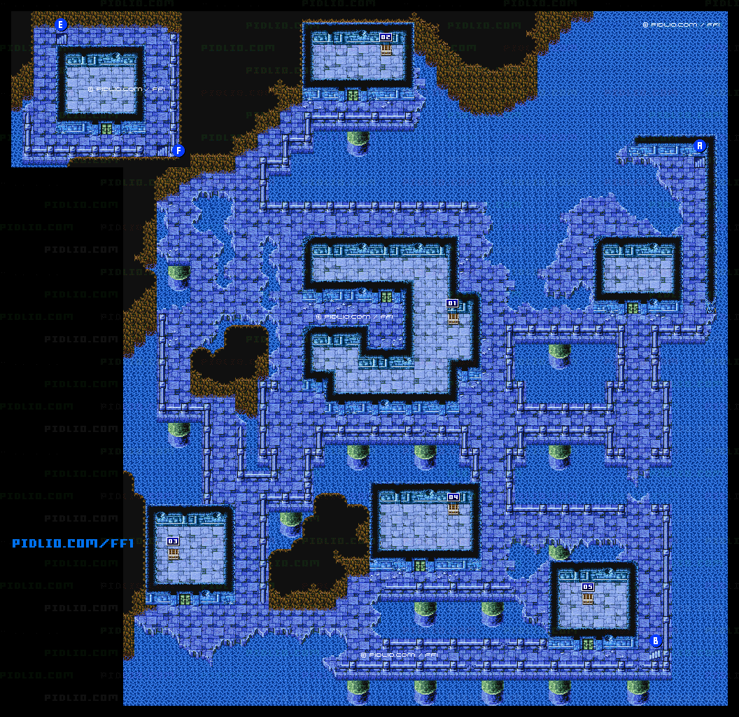 海底神殿（リメイク版）4Fのマップ画像 ／ FF1攻略