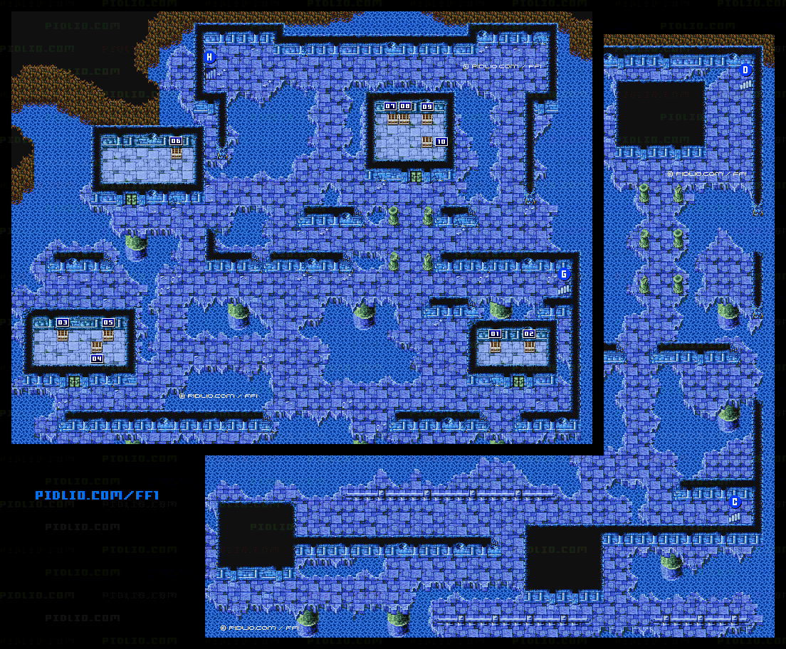 海底神殿（リメイク版）2Fのマップ画像 ／ FF1攻略