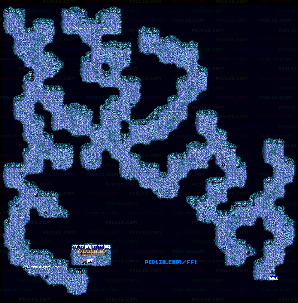 滝の裏の洞窟（リメイク版）のマップ画像 ／ FF1攻略