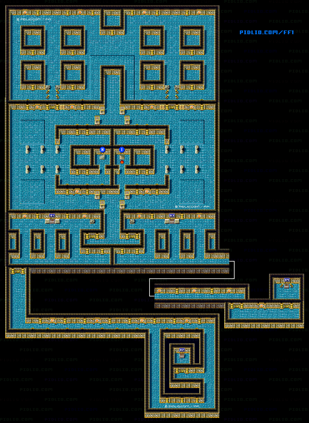 過去のカオスの神殿（リメイク版）B2のマップ画像 ／ FF1攻略