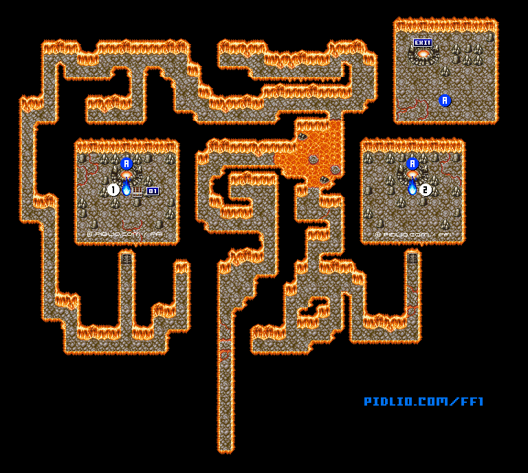 燃えさかる火の大穴・B10Fボスフロアのマップ画像 ─ ソウル・オブ・カオス（SOC） ／ FF1攻略