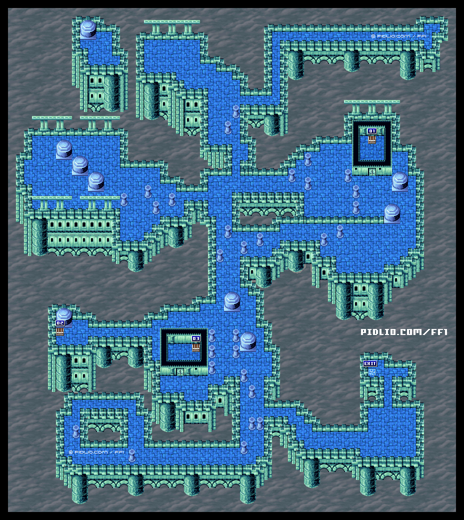 いやしの水の洞窟・マップ16のマップ画像 ─ ソウル・オブ・カオス（SOC） ／ FF1攻略