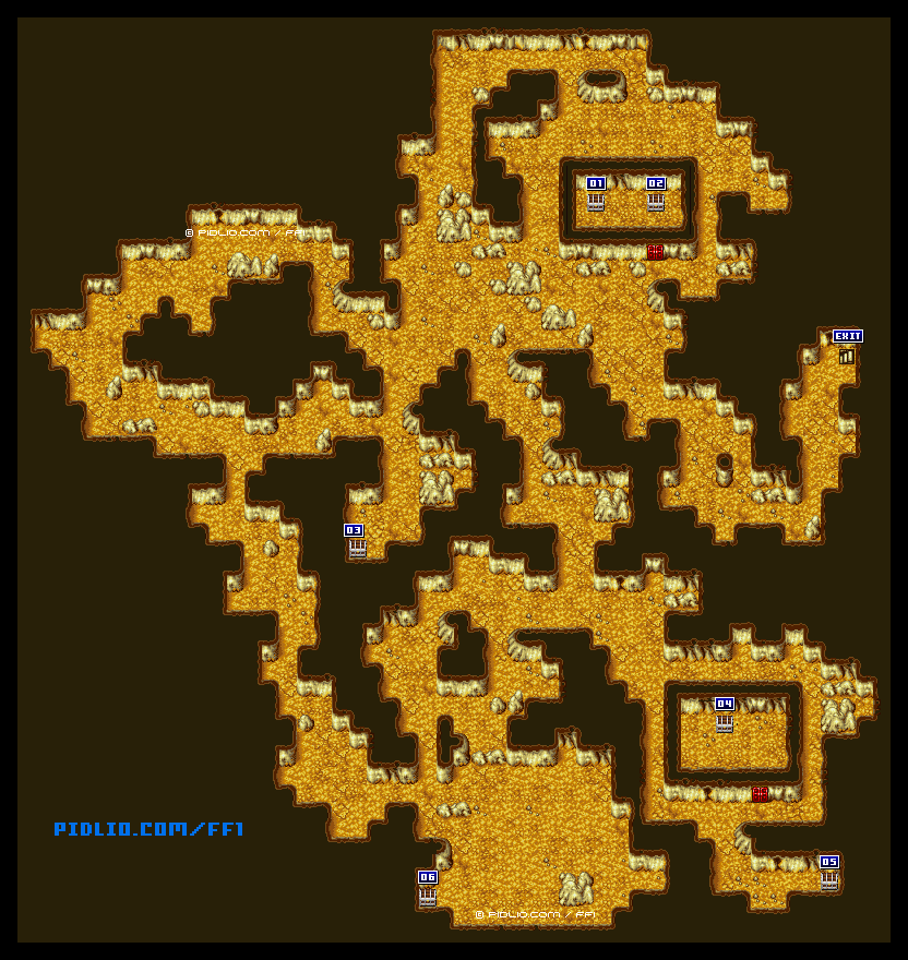 風のささやく洞穴・マップ01のマップ画像 ─ ソウル・オブ・カオス（SOC） ／ FF1攻略