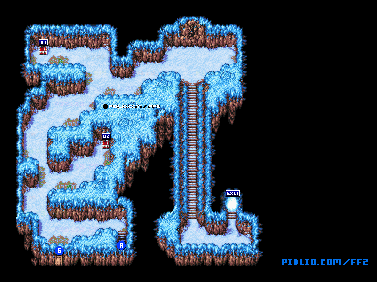 リメイク版雪原の洞窟B1のマップ画像 ／ FF2攻略
