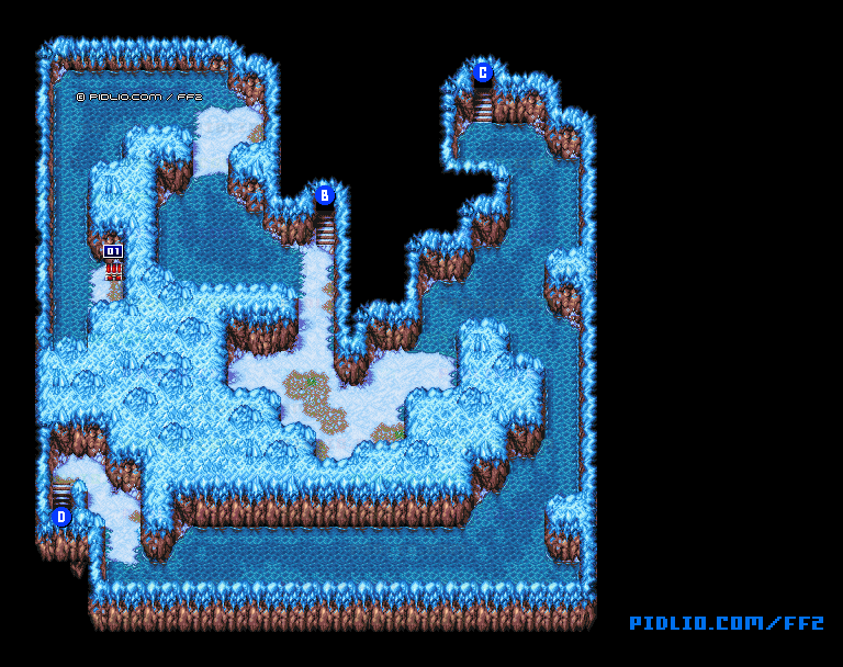 リメイク版雪原の洞窟B3のマップ画像 ／ FF2攻略