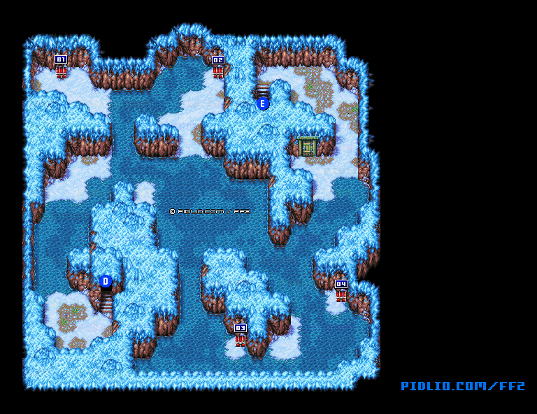 リメイク版雪原の洞窟B4のマップ画像 ／ FF2攻略