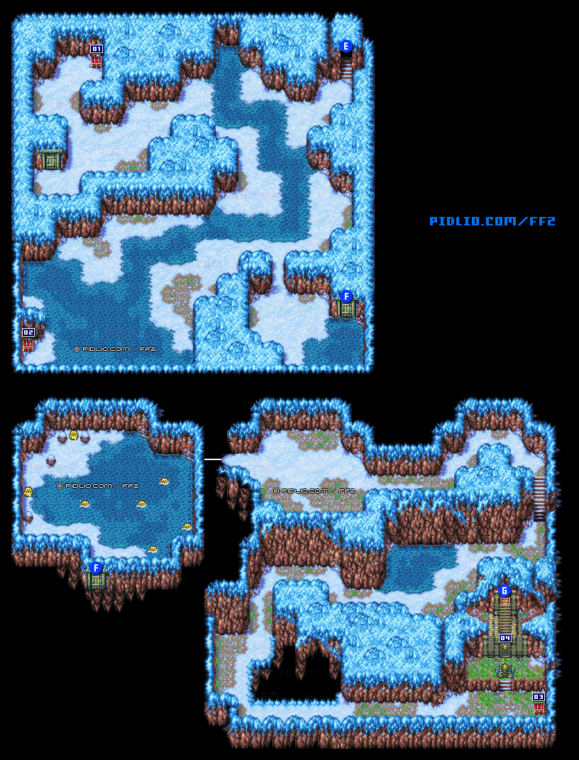 リメイク版雪原の洞窟B5のマップ画像 ／ FF2攻略