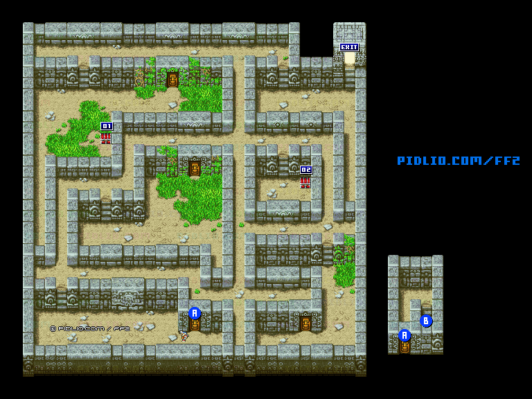リメイク版ミシディアの洞窟B1のマップ画像 ／ FF2攻略