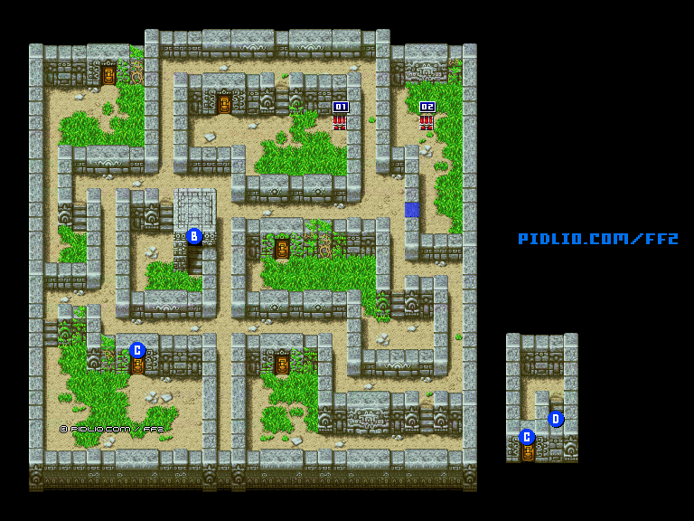 リメイク版ミシディアの洞窟B2のマップ画像 ／ FF2攻略