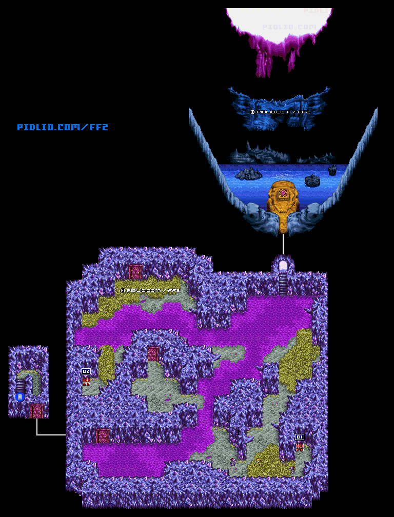 リメイク版謎の洞窟ラキアB1のマップ画像 ／ FF2攻略