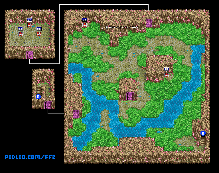 リメイク版謎の洞窟ラキアB4のマップ画像 ／ FF2攻略